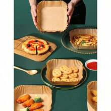 100pcs Disposable Square & Round Air Fryer Parchment Paper, Anti-Oil Paper For Baking, Cooking, Bbq Outdoor Activities Air Fryer Kitchen Air Fryer Liners Air Fryer Paper Airfryer Air Frier Back To School - Square - View 2