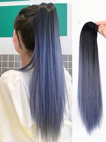 Ombre Gradient Long Straight Hair Ponytail Clip-On Hair Extension For Women - Multicolor - View 1