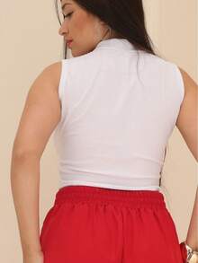 Women's Tailored Wide Leg Straight Leg Trousers With High Waist, Elastic Back, Side Pocket, Elegant And Comfortable, Loose Fit And Perfect Drape For The Office. - 紅色 - 查看 4