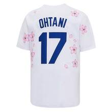 Men's #17 Shohei Los Angeles Baseball Jersey,Japan Version With Cherry Blossom Printed Design, Letter Embroidery T-Shirt,World Baseball Classic Fan Gift - 白色 - 查看 4