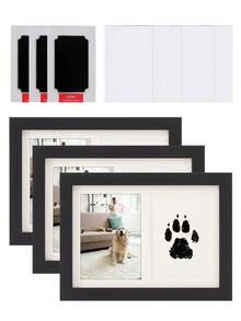 2pcs A Specially Designed Photo Frame For Pet Cat And Dog Paw Prints, Suitable For DIY Hand And Foot Print Hangers For One-Year-Old Babies. This Exquisite Frame Is Made Of High-Quality Wooden Material With A Smooth And Delicate Surface, Providing A Comfortable Feel. The Inner Side Of The Frame Is Lined With Soft Velvet Padding To Protect The Prints From Scratches. - Multicolor - View 17