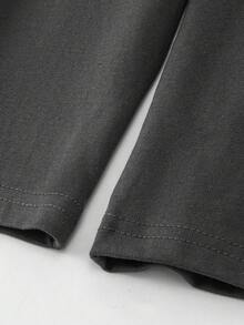 Women's Graphic Tee, Japanese/Korean Style, Pure Cotton, Dark Gray, Printed Pattern, Casual, Vacation, Daily Wear, Soft & Skin-Friendly, Layering, Loose Fit, Versatile, Basic Long Sleeve Top