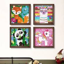1 pieza Kit de pintura de diamantes 5D, Juego de arte de diamantes con rhinestones de colores, Juego de arte de pintura de diamantes de animales de dibujos animados de perforación completa adecuado para principiantes adultos, amigos, manualidades con gemas DIY, decoración de diamantes para paredes del hogar