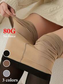 女士纯色打底裤，80克，黑色，秋冬季，蕾丝，修身剪裁，优雅无缝设计，适合搭配连衣裙和半身裙，舒适贴身，经久耐穿 - 彩色 - 查看 10