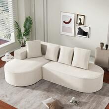 Fully Compressed Boneless Sofa, Modular Combination (L-Shaped Chaise Longue), Modern Cloud Combination (Low Seat), Sponge Compression (No Installation Required) Black, White, Grey. - 白色 - 查看 3