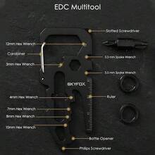 Llavero con mosquetn multiherramientas 13 en 1, abridor de botellas multiusos, llave inglesa, destornillador, herramientas para senderismo, camping, viajes, aventuras y ciclismo. - inicial - Ver 6