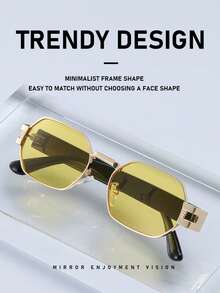 时尚金属多边形眼镜，奢华时尚眼镜，春夏款 - 彩色 - 查看 3