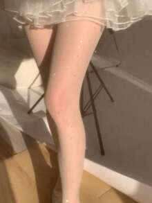 1 Pair Of Starry Sparkle Sequined Sheer Stockings For Women Spring/Fall Outerwear Sweet & Spicy Style Run-Resistant Pantyhose - Multicolor - View 10