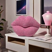 1pc Pink Sexy Lips Statue Decor - Resin Love Theme Art Piece, Suitable For Home, Office, Bedroom, Bar, Hotel, Bathroom - Perfect Romantic Gift For Wedding, Valentine's Day, Mother's Day, Home Decor | Beaded Texture | Smooth Surface, Collectible Figurine Room Decor Valentine's Day Decor Ornaments Home Miniature Things