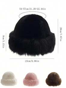 1pc Faux Fur Fashion Hat, New Fluffy Cap, Women's Warm Autumn/Winter, Cute Furry Hat, Cold-Proof Outfit - Multicolor - View 6