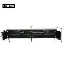 Black TV Stand, 190 Cm (Length) X 38 Cm (Width) X 48 Cm (Height), Gold Table Legs - Black - View 10