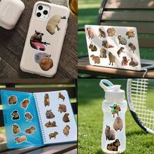 50pcs Cute Capybara Animal Stickers For DIY Scrapbooking, Guitar, Luggage, Skateboard Decoration - Multicolor - View 2