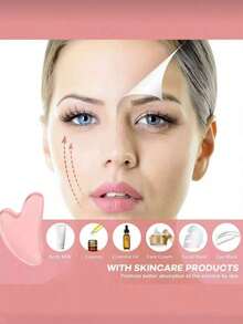 2pcs Face Beauty Gua Sha Massage Tool Set, Non-Crystal ABS Resin Material Pink Roller Massage Body Scraper Tool Set, Body Meridian Unblocking Facial Beauty Tool, Suitable For Women, Students, Mothers, Sisters, Holiday Gifts - Pink - View 6