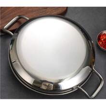 Lẩu hải sản bằng thép không gỉ, Chảo Paella Tây Ban Nha, Chảo rán nhà hàng, Chảo đáy phẳng hai quai, Đĩa tôm hùm đất, Đĩa màu vàng và bạc - Bạc - Xem 3