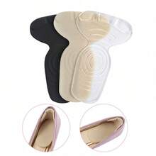 Women's O-Shaped 2-In-1 Thick Anti-Slip Gel Heel Pads, Self-Adhesive Heel Cushion Shock Absorbing T-Shaped Stickers - Black - View 1
