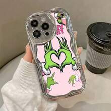 Estuche para teléfono con patrón de manos de corazón de  Compatible con estuches para teléfonos   17  16 Pro Max  15 Pro Max  13 y  12 Hecho de material TPU a prueba de caídas, resistente al desgaste y cómodo de sostener Un gran regalo para familiares, amigos, seres queridos, novios / novias y para Navidad - Plateado - Ver 6