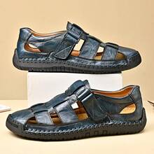 Men's  Closed Toe Fisherman Sandals Summer Hook Loop Hollowing Out Breathable Light Platform Casual Beach Sandals For Outdoor Walking Wading - 藍色 - 查看 2