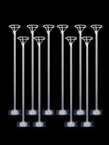 5/10Set Balloon Stand Kits Balloon Sticks With Self-Stick Base Desktop Balloon Stand For Wedding Birthday Christmas And Halloween Party Decoration