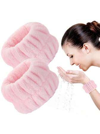 2 piezas/4 piezas Muñequera de limpieza facial, Muñequera de limpieza facial, Toalla de muñeca, Brazalete para el cuidado de la piel, Maquillaje, Brazalete, Spa, Scrunchie de muñeca