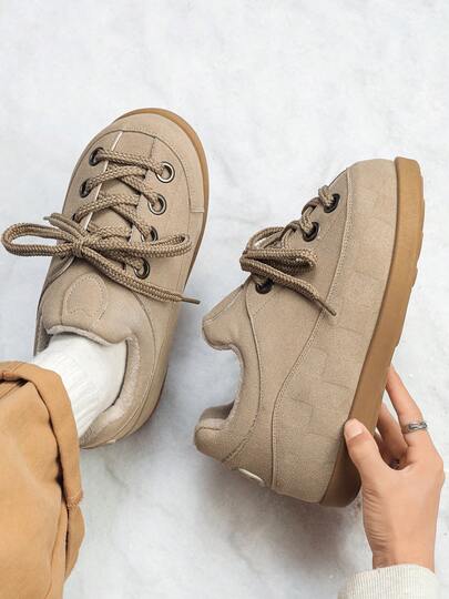 Men's Niche Autumn/Winter Bread Shoes, Winter Plush Warm Outdoor Sports Shoes, Retro Suede Gum Sole Boots, Slip-On Men's Winter Shoes, Black/Khaki Outdoor Sports Shoes