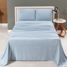 Queen Size 4-Piece Sheet Set, 100% Cotton Jersey Knit, Soft - Grey - View 2