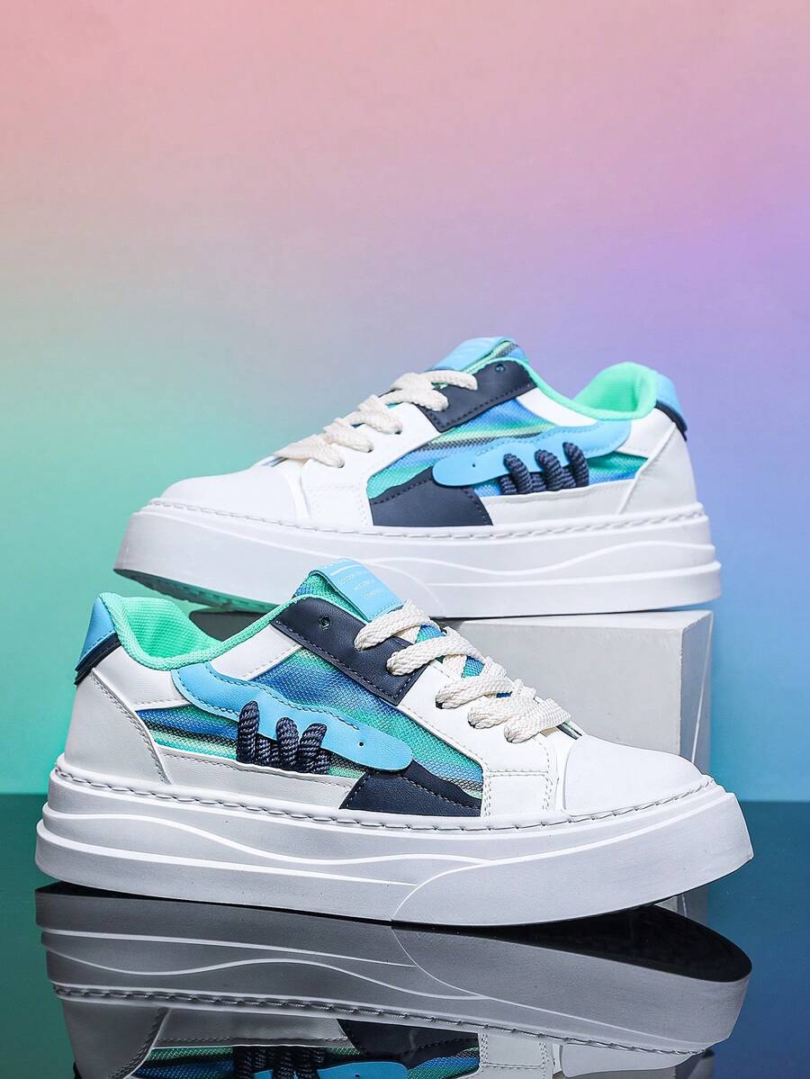 Multicolor Men's Shoes, Men's Casual Sneakers, New Fashion Sneakers, Comfortable And Versatile, Flat Lace-Up Men's Shoes, Street Style - Multicolor - View 1