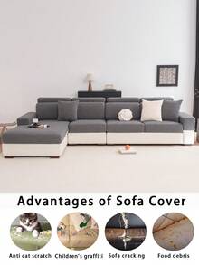 1pc Plush Jacquard Anti-Slip Sofa Seat Cushion Cover, Soft & Skin-Friendly, Pet-Friendly, Dirt-Resistant, Elastic Sofa Slipcover, Suitable For L-Shaped Combination Sofa And 1/2/3/4 Seater Sofa (Sold Individually), Suitable For All Seasons - Dark Grey - View 7
