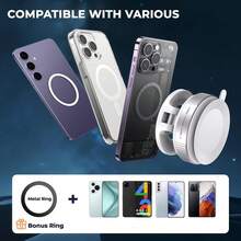 1pc N52 Super Strong Magnetic Phone Holder, Multi-Functional 360° Rotatable Foldable Magnetic Phone Stand, Suitable For Car, Business Trip, Travel Photography, Yoga, Home Streaming, Desk, Airplane, Cruise, Compatible With All Phones, Includes Magnetic Ring, Magnetic Pad, And Instructions (Multiple Models And Colors Available)