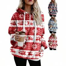 Sudadera de Manga Larga para Mujer con Cordn y Estampado Navideo con Capucha para Otoo e Invierno - inicial - Ver 2