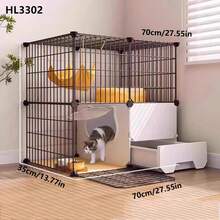 带猫砂盆的猫笼，一体式家用小型猫别墅，带厕所，宽敞自由空间