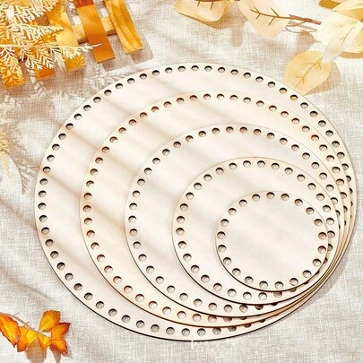 1/5pcs Woven Basket Bottom Wood Crochet Hook Accessories DIY Weaving Crochet Bottom Weaving Set, DIY Yarn Basket Crochet Basket Bottom Handbag Wallet Bottom Round