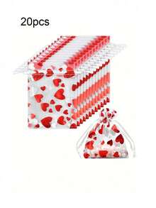 1/5/10/20/40 piezas Bolsas de organza con cordón con diseño de corazón rojo, bolsas de regalo sorpresa para fiestas, bolsas de recuerdo para bodas, regalos para damas de honor, obsequios para invitados, bolsitas para joyas, regalos de fiesta, bolsas de red para dulces, adecuadas para fiestas, Pascua, Día de la Madre, bodas, sorpresas románticas y talla grande ocasiones. - Multicolor - Ver 13