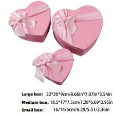 1个粉色/红色心形礼盒，蝴蝶结心形包装盒，花卉盖礼品派对包装盒，适用于婚礼订婚礼物、情人节礼物、生日派对礼物、婚礼回礼包装盒 - 彩色 - 查看 5