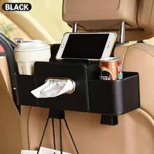 AD 4-In-1 Car Seat Organizer With Tissue Box, Cup Holder, Hooks And Phone Holder - Essential Car Storage Solution For A Tidy Interior