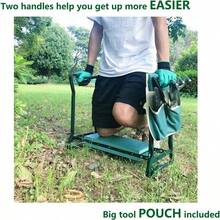 Garden Kneeler And Seat - Heavy Duty Folding Stool With Thick Pad Tool Pouch 330 Lbs Capacity - Knee And Back Support Perfect For Seniors Women Men - 綠色 - 查看 2