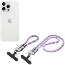 Tangle-Free Smart Lanyard 2-In-1 Pack Mobile Phone Lanyard Anti Theft Phone Wrist Strap Cross Body Strap Type-C Built-In Charging Cable Straps Compatible With Iphone Android Phones Spring Easter Gift - As Pic - View 2