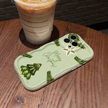Funda navideña con diseño de árbol de Navidad y estrellas, compatible con teléfonos ,  17,  16 Pro Max,  15 Pro Max,  13 y  12. Fabricada en TPU, ofrece protección contra golpes y caídas. Perfecta para celebrar las fiestas, intercambiar regalos, reuniones familiares y celebraciones. - Blanco - Ver 2