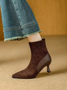 Qiluyuan Women's Fashion Ankle Boots, Pointed Toe High Heel Boots With Zipper, Versatile For Daily, Casual, Holiday, Date, Coffee, Black - Coffee Brown - View 9