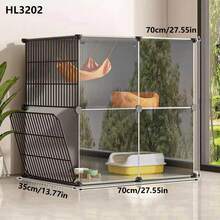 Indoor Cat Cage With Large Free Space, Cat House, Pet Cage With Integrated Litter Box - Multicolor - View 3