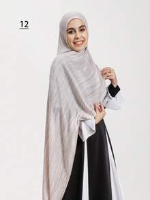 1 pezzo Sciarpa plissettata a tinta unita e righe con nappe, sciarpa/hijab casual di moda per donna - A - Visualizzare 21