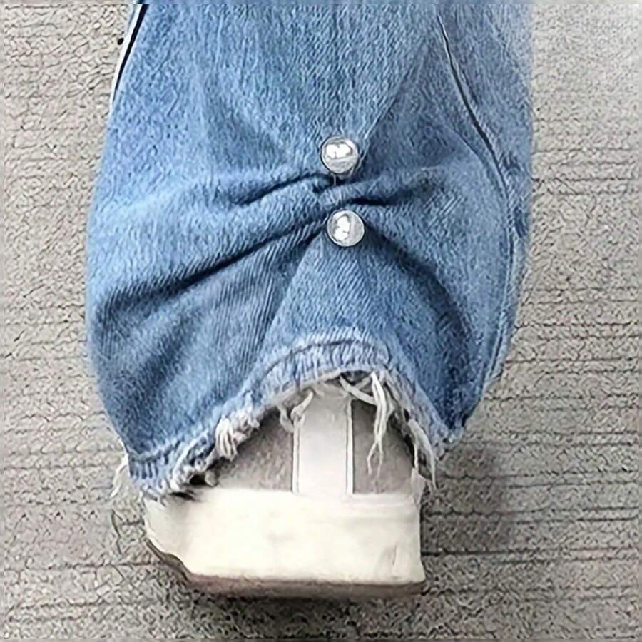 2pcs Pearl Denim Leg Clips, Chest Front Light Blocker, Anti-Slip Shoe Buckle, Pants Length Adjuster - Multicolor - View 1