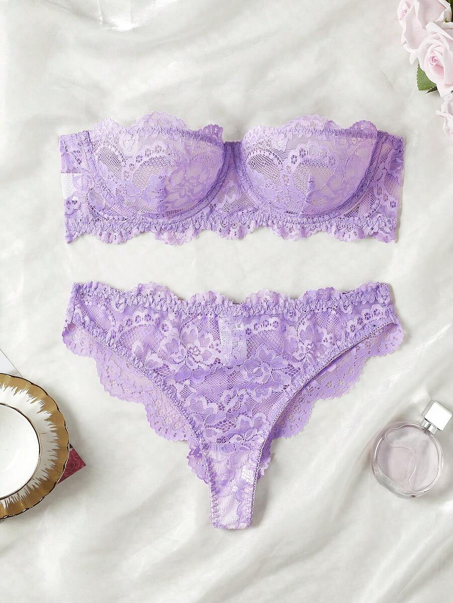 Lace Pattern Design Lingerie Set, Strapless Bra And Panty, Sexy Women's Sleepwear Set, Sexy Women's Underwear, Women's Panties, Sexy Women's Sleepwear Set, Sexy Women's Apparel, Sexy Lingerie Set, Women's Lingerie Set, Women's Set