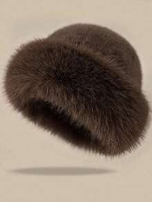 1pc Faux Fur Fashion Hat, New Fluffy Cap, Women's Warm Autumn/Winter, Cute Furry Hat, Cold-Proof Outfit - Multicolor - View 10