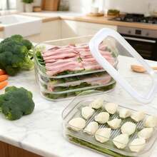 1/2/3/4 Layer Stackable Refrigerator Meat Preservation Boxes, Covered Meat/Bacon/Lunch Meat Storage Containers, Suitable For Steak, Meat, Cheese, Grains, Space-Saving Kitchen Fridge Organizer - Nhiều màu - Xem 7