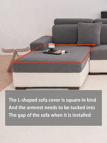1pc Plush Jacquard Anti-Slip Sofa Seat Cushion Cover, Soft & Skin-Friendly, Pet-Friendly, Dirt-Resistant, Elastic Sofa Slipcover, Suitable For L-Shaped Combination Sofa And 1/2/3/4 Seater Sofa (Sold Individually), Suitable For All Seasons - Dark Grey - View 5