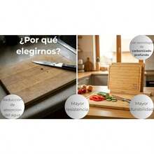 Juego de 4 Tablas para Picar de Bambú con Soporte Tablas de Corte para Carne Verduras Frutas y Queso + Cepillo de Bambú Set de Tablas para Picar Cocina Antideslizantes y Duraderas - Marrn - Ver 7