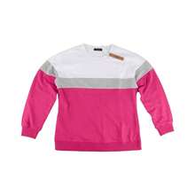 - Sudadera de manga larga con cuello redondo y bloque de color, estilo casual, ligera, para mujer - B- Blanco Rosa Fuerte + M - Ver 5