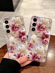 1个亮丽花卉幸运手机壳，柔软保护套，兼容华为荣耀、红米、三星Galaxy A04e/12/A13/A14/A34/A50/A52/A53/A54/S21/S22/S23/S24/S25/S25 Ultra、6A/7A/8A、12T/13T/S26/S26 Plus/S26 Ultra - 無色 - 查看 2