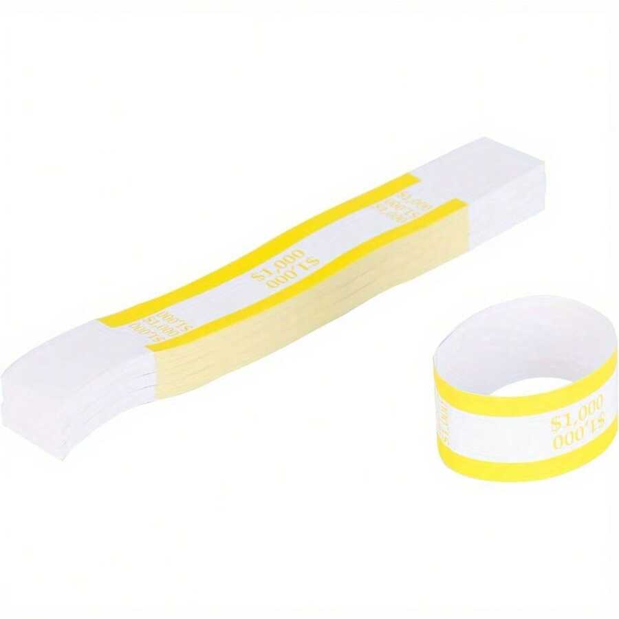 Currency Band Bundles, Self-Adhesive, Money Bands For Cash, Bills Currency Straps, Organizer Dollar, $1000$2000 Pack Of 150 - 1000 USD Yellow - View 1