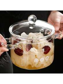 1个高硼硅玻璃炖锅，健康锅具，加厚硼硅玻璃炉灶炖锅带盖，适合制作热红酒 - 彩色 - 查看 3